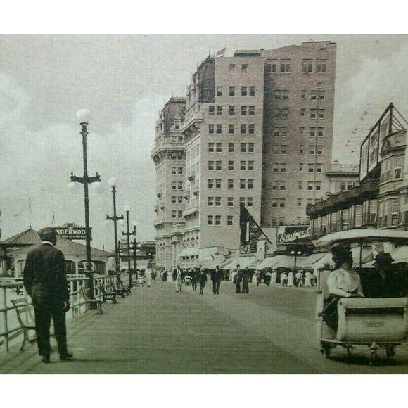 The Breakers Atlantic City NJ Real Photo Postcard RPPC Rolling Chairs Boardwalk - Picture 1 of 12